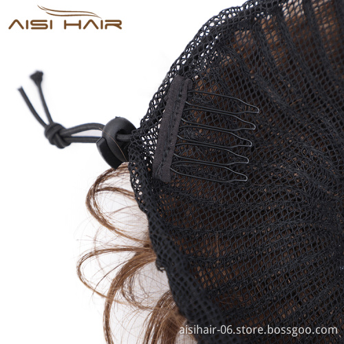 Aisi Hair Brown Curly Chignon Bun Brazilian Human Hair Bun Elastic Rope Rubber Band Hairpiece Clip In Extension For Women